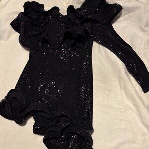 Off the Shoulder, Ruffled, Angled and Sequined Evening Dress